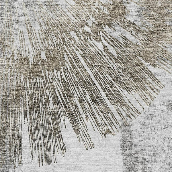 HomeRoots 10' X 14' Abstract Washable Area Rug in Taupe, Ivory & Gray – Durable, UV-Protected & Stylish Decor Solution 664708