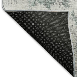 HomeRoots 10' X 14' Teal Ivory Gray Abstract Washable Area Rug - Stylish, Durable, UV-Protected for Homes 664714