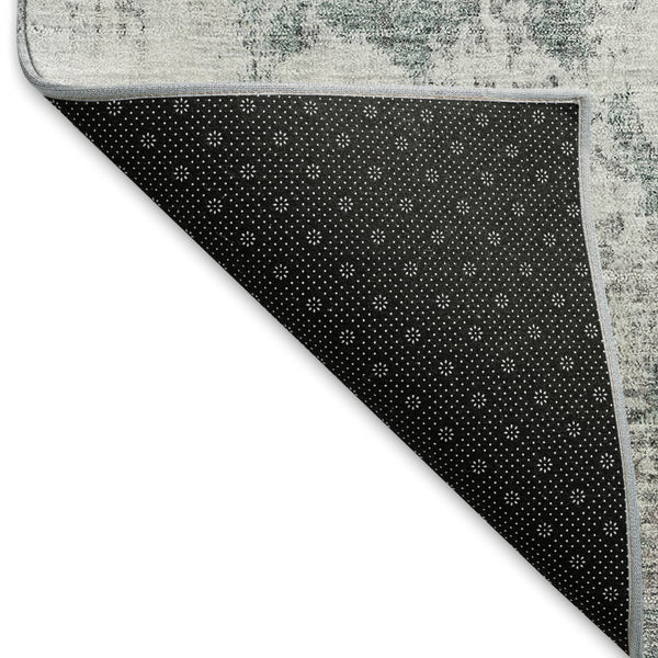HomeRoots 10' X 14' Teal Ivory Gray Abstract Washable Area Rug - Stylish, Durable, UV-Protected for Homes 664714