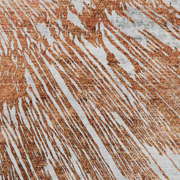 HomeRoots 8' Terra Cotta Abstract Washable Round Rug - Stylish, Durable, UV-Protected for Modern Living Spaces 664717