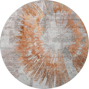 HomeRoots 8' Terra Cotta Abstract Washable Round Rug - Stylish, Durable, UV-Protected for Modern Living Spaces 664717