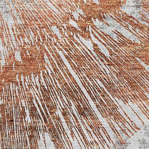 HomeRoots 8' X 10' Stylish Terra Cotta and Gray Abstract Washable Area Rug with UV Protection & Durability 664718