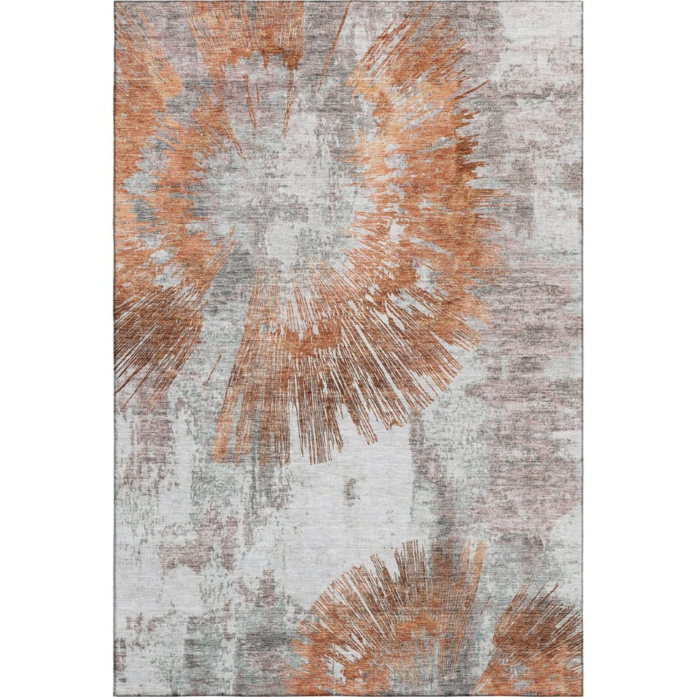 HomeRoots 10' X 14' Modern Terra Cotta Ivory and Gray Abstract Area Rug - Stain Resistant, UV Protected Design! 664720