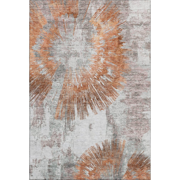 HomeRoots 10' X 14' Modern Terra Cotta Ivory and Gray Abstract Area Rug - Stain Resistant, UV Protected Design! 664720
