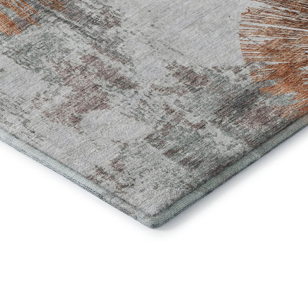 HomeRoots 10' X 14' Modern Terra Cotta Ivory and Gray Abstract Area Rug - Stain Resistant, UV Protected Design! 664720