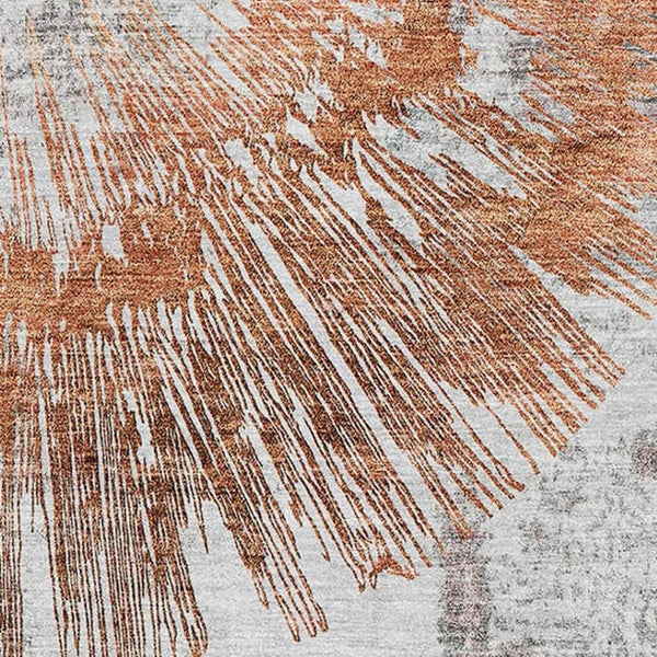 HomeRoots 10' X 14' Modern Terra Cotta Ivory and Gray Abstract Area Rug - Stain Resistant, UV Protected Design! 664720