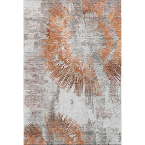 HomeRoots 10' X 14' Modern Terra Cotta Ivory and Gray Abstract Area Rug - Stain Resistant, UV Protected Design! 664720