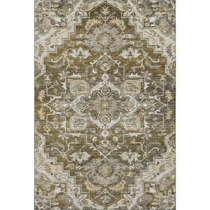HomeRoots 5' X 8' Elegant Brown Ivory Taupe Floral Medallion Washable Area Rug with UV Defense & Style 664728