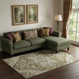 HomeRoots 8' X 10' Elegant Brown Ivory Taupe Floral Medallion Area Rug – Washable, Durable & UV Protected! 664730