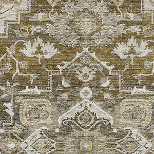 HomeRoots 8' X 10' Elegant Brown Ivory Taupe Floral Medallion Area Rug – Washable, Durable & UV Protected! 664730