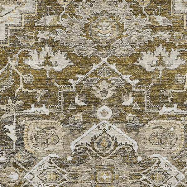 HomeRoots 8' X 10' Elegant Brown Ivory Taupe Floral Medallion Area Rug – Washable, Durable & UV Protected! 664730