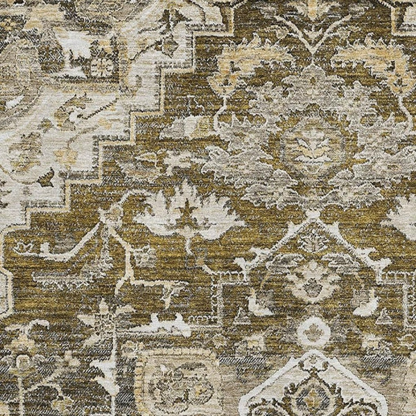 HomeRoots 9' X 12' Floral Medallion Area Rug – Washable, UV Protected & Stain-Resistant for Family Homes 664731