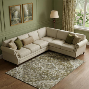 HomeRoots 10' Elegant Brown Ivory Taupe Floral Medallion Area Rug – Washable, Stain-Resistant, UV-Protected! 664732