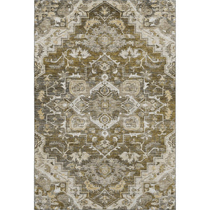 HomeRoots 10' Elegant Brown Ivory Taupe Floral Medallion Area Rug – Washable, Stain-Resistant, UV-Protected! 664732