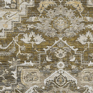 HomeRoots 10' Elegant Brown Ivory Taupe Floral Medallion Area Rug – Washable, Stain-Resistant, UV-Protected! 664732