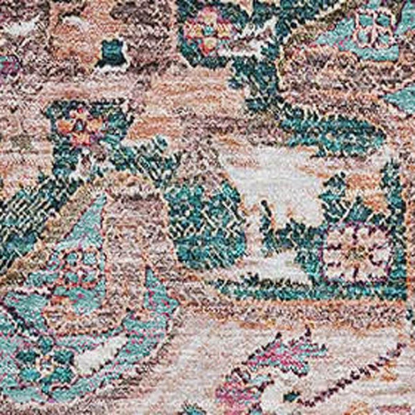 HomeRoots 10' X 14' Elegant Floral Medallion Area Rug in Emerald, Beige & Teal - Washable & UV Protected! 664744