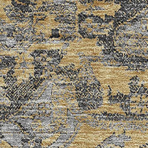 HomeRoots 5' X 8' Elegant Gray Gold & Silver Floral Medallion Area Rug – Washable, UV-Protected, Durable Design 664746