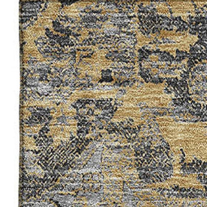 HomeRoots 9' X 12' Elegant Gray Gold Silver Floral Medallion Area Rug – Washable, UV Protected, Non-Slip! 664749