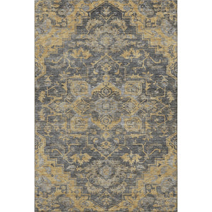 HomeRoots 10' X 14' Washable Area Rug in Gray Floral Medallion with UV Protection for Elegant Living Spaces 664750