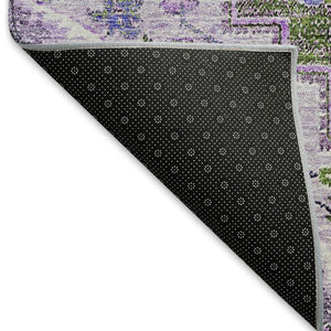 HomeRoots 10' Floral Medallion Area Rug - Olive Green, Purple & Gray - Washable, UV Protected, Pet-Friendly! 664756