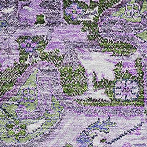 HomeRoots 10' Floral Medallion Area Rug - Olive Green, Purple & Gray - Washable, UV Protected, Pet-Friendly! 664756