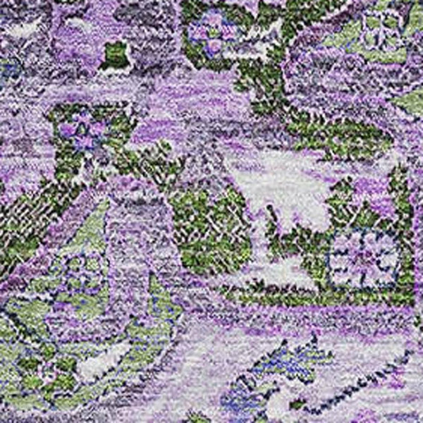 HomeRoots 10' Floral Medallion Area Rug - Olive Green, Purple & Gray - Washable, UV Protected, Pet-Friendly! 664756