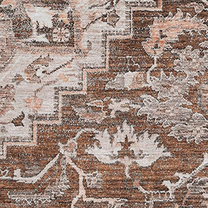 HomeRoots 8' X 10' Floral Medallion Area Rug - Terra Cotta, Beige & Gray - Washable, UV Protected & Stain Resistant! 664766