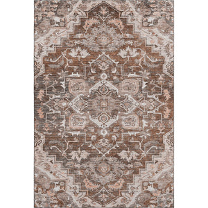 HomeRoots 10' X 14' Floral Medallion Area Rug in Terra Cotta & Gray - Washable, UV Protected, Stain Resistant! 664768