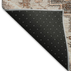 HomeRoots 10' X 14' Floral Medallion Area Rug in Terra Cotta & Gray - Washable, UV Protected, Stain Resistant! 664768