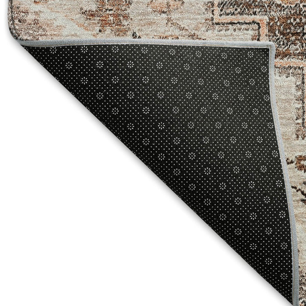 HomeRoots 10' X 14' Floral Medallion Area Rug in Terra Cotta & Gray - Washable, UV Protected, Stain Resistant! 664768