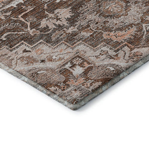 HomeRoots 10' X 14' Floral Medallion Area Rug in Terra Cotta & Gray - Washable, UV Protected, Stain Resistant! 664768