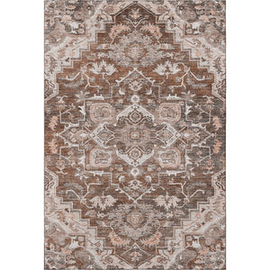 HomeRoots 10' X 14' Floral Medallion Area Rug in Terra Cotta & Gray - Washable, UV Protected, Stain Resistant! 664768