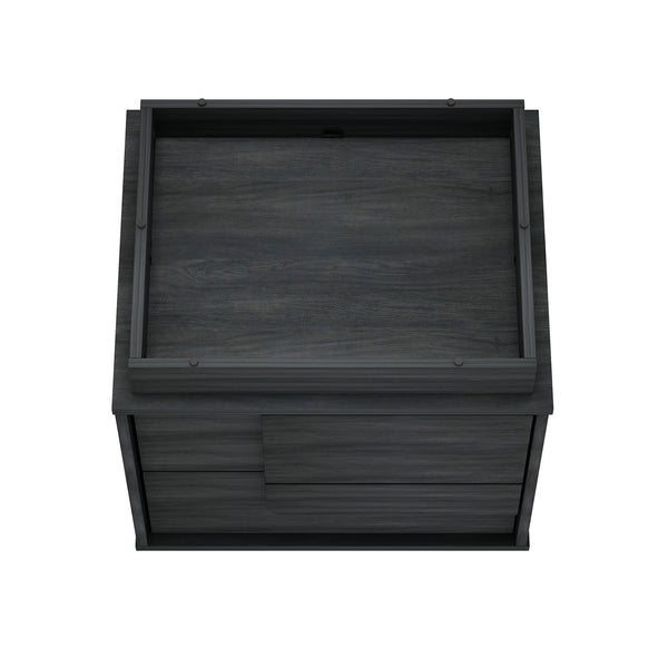 English Elm Horizon 22" Nightstand with Push-to-Open Drawers, Whitewashed Wood Grain, Sleek Handle-Free Design Charcoal grey B365P398189