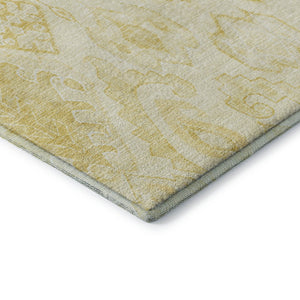 HomeRoots 8' Gold and Ivory Moroccan Round Rug - Washable, UV Protected, Stain Resistant for Busy Homes! 664807