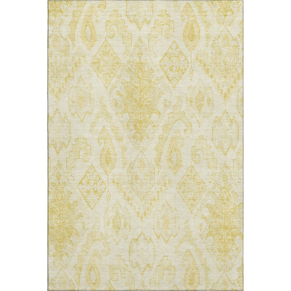 HomeRoots 9' X 12' Gold And Ivory Moroccan Area Rug – Washable, UV Protected, Stain Resistant for Easy Care! 664809