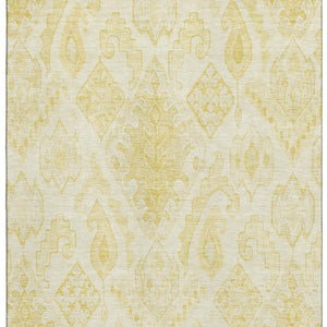 HomeRoots 9' X 12' Gold And Ivory Moroccan Area Rug – Washable, UV Protected, Stain Resistant for Easy Care! 664809