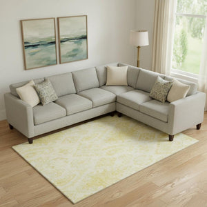 HomeRoots 10' Gold and Ivory Moroccan Washable Area Rug - Durable, Stain-Resistant with UV Protection for Homes 664810