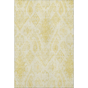 HomeRoots 10' Gold and Ivory Moroccan Washable Area Rug - Durable, Stain-Resistant with UV Protection for Homes 664810
