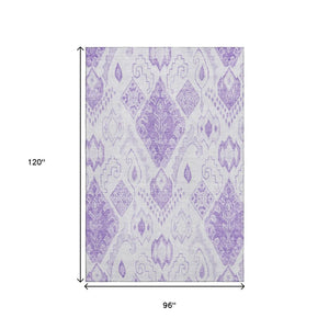 HomeRoots 8' X 10' Stunning Purple & Ivory Moroccan Area Rug - Washable, UV-Protected, Perfect for Homes! 664814