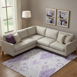 HomeRoots 8' X 10' Stunning Purple & Ivory Moroccan Area Rug - Washable, UV-Protected, Perfect for Homes! 664814