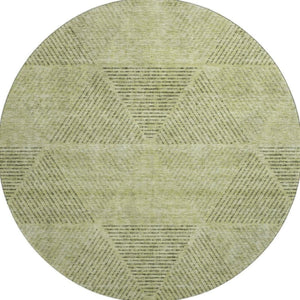 HomeRoots 8' Stylish Geometric Washable Round Rug in Artichoke Green, Gray & Silver with UV Protection & Durability 664831