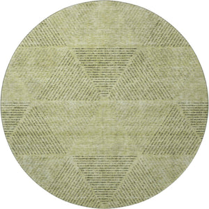 HomeRoots 8' Stylish Geometric Washable Round Rug in Artichoke Green, Gray & Silver with UV Protection & Durability 664831