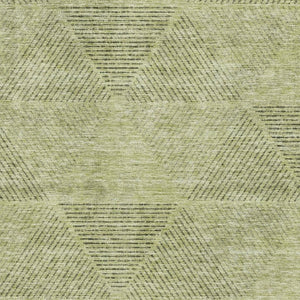 HomeRoots 8' X 10' Artichoke Green Gray Silver Geometric Area Rug - Stylish, Washable, UV-Protected & Durable! 664832