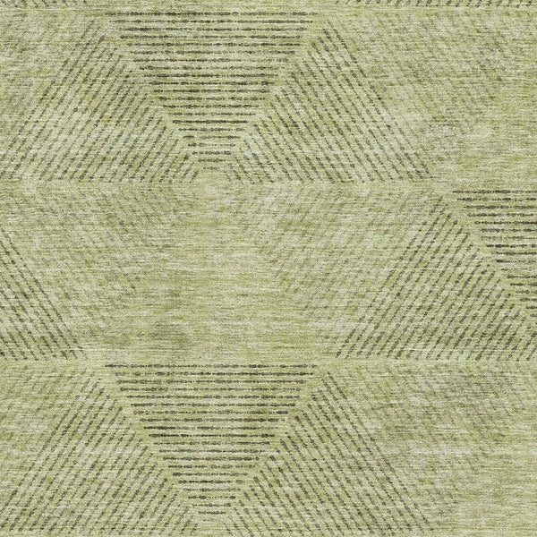 HomeRoots 8' X 10' Artichoke Green Gray Silver Geometric Area Rug - Stylish, Washable, UV-Protected & Durable! 664832