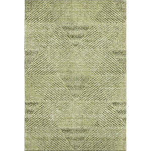 HomeRoots 9' X 12' Artichoke Green Gray Silver Geometric Area Rug – Durable, Washable & UV Protected Design! 664833