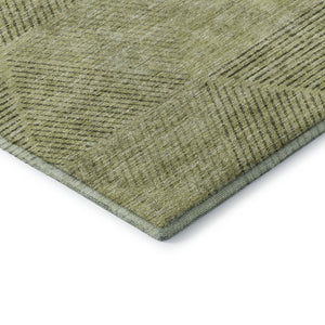 HomeRoots 9' X 12' Artichoke Green Gray Silver Geometric Area Rug – Durable, Washable & UV Protected Design! 664833