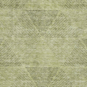 HomeRoots 9' X 12' Artichoke Green Gray Silver Geometric Area Rug – Durable, Washable & UV Protected Design! 664833