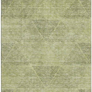 HomeRoots 9' X 12' Artichoke Green Gray Silver Geometric Area Rug – Durable, Washable & UV Protected Design! 664833