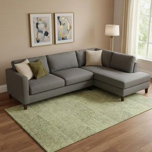 HomeRoots 10' X 14' Artichoke Green Geometric Area Rug - Stylish, Washable, UV Protected for High-Traffic Spaces 664834