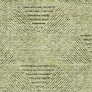 HomeRoots 10' X 14' Artichoke Green Geometric Area Rug - Stylish, Washable, UV Protected for High-Traffic Spaces 664834